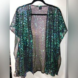 Freedom Ravewear Green Sequin Kimono